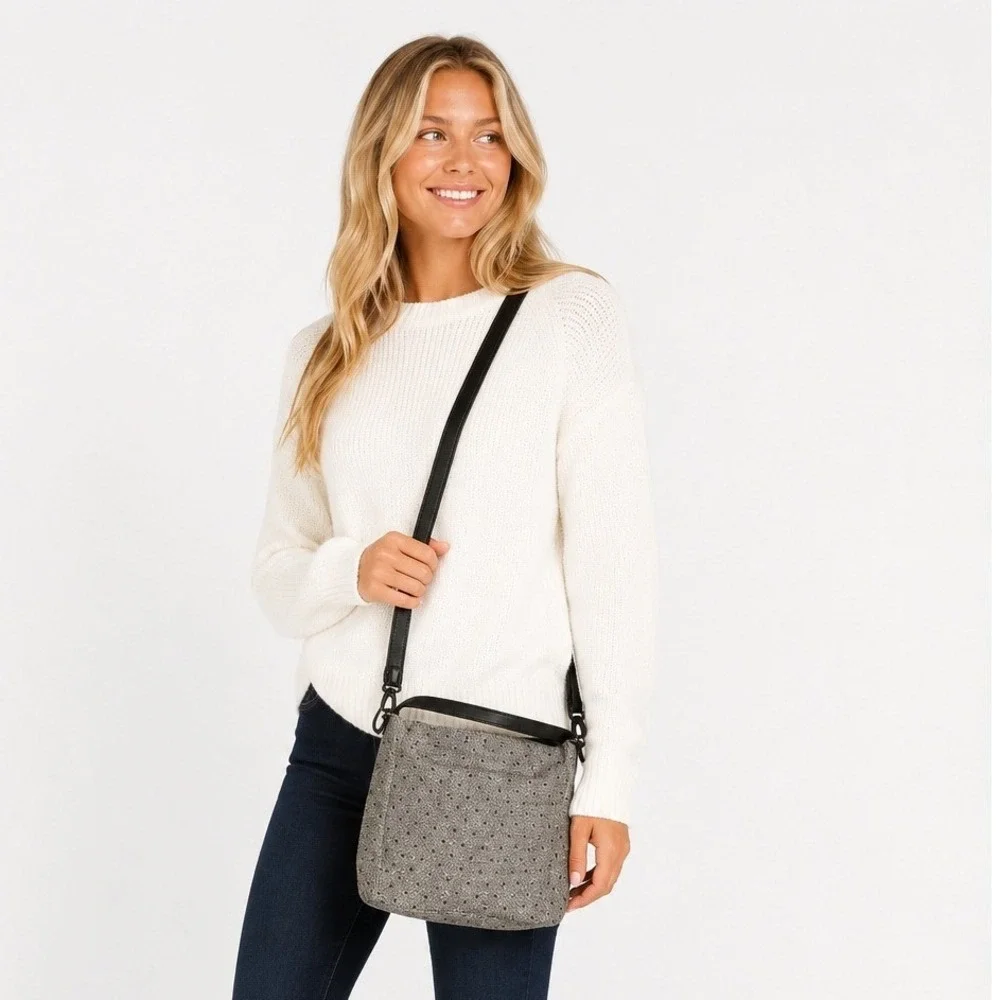 thirty-one Women's Black Tweed Dot Casual Top Handle Crossbody Bag One Size